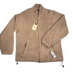 Chaps Sherpa Fleece Full Zip Jacket XL Men Tan Plush Warm Outerwear